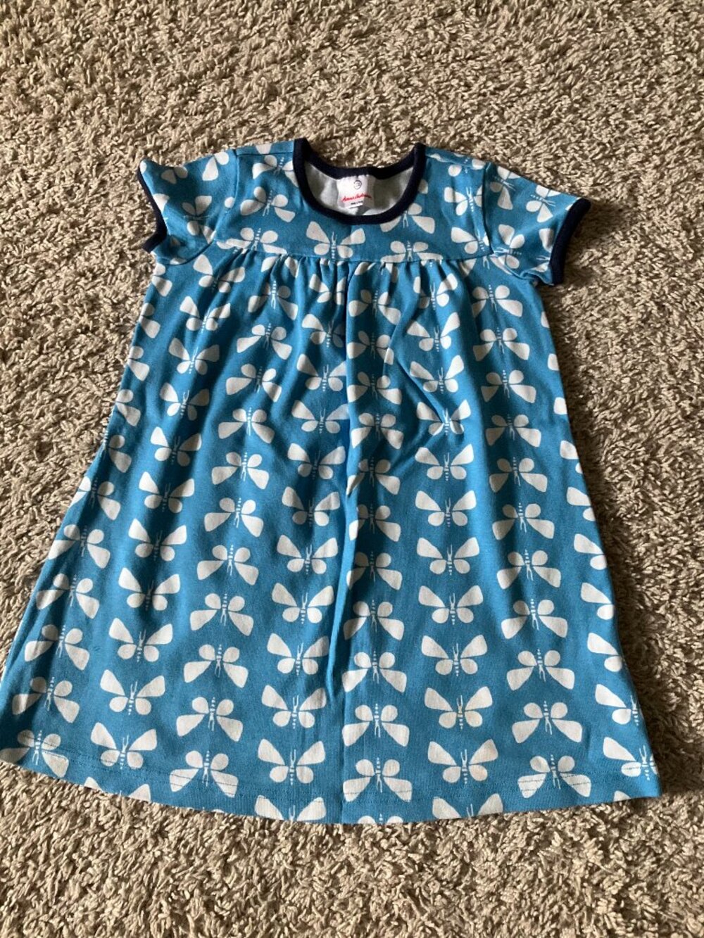 Hanna Andersson Playground Dress in Butterfly Print. Size  110 (US 5). Blue Mult